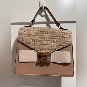 Aldo Tan and Cream Satchel with Textured Design